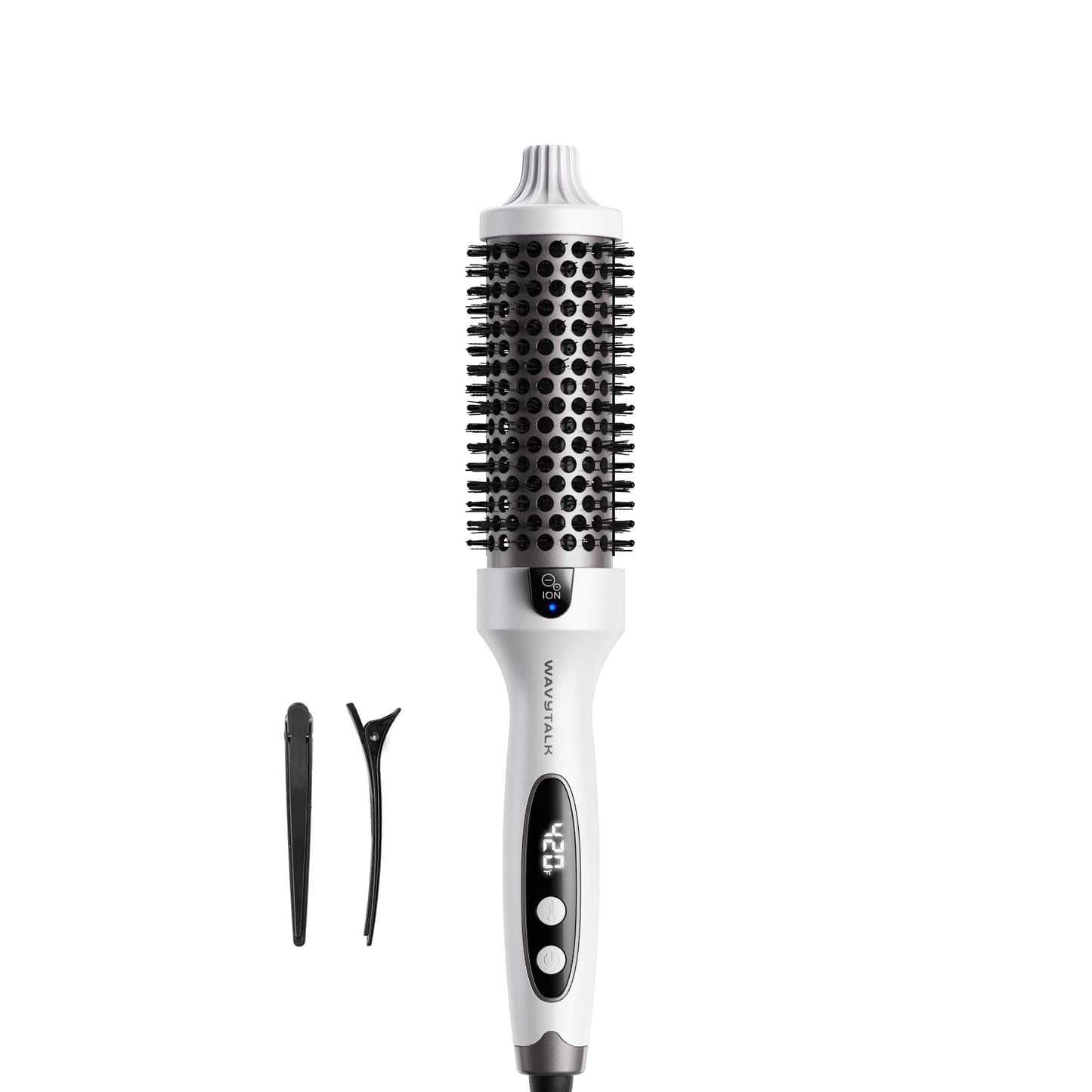 HotWavytalk Thermal Brush Blowout Boost 1.5″ Heat Round Brush for Blowout Look | Negative Ion Technology, Tourmaline Ceramic, 5 Temperature Settings Dual Voltage, Less Damage, Sakura Pink