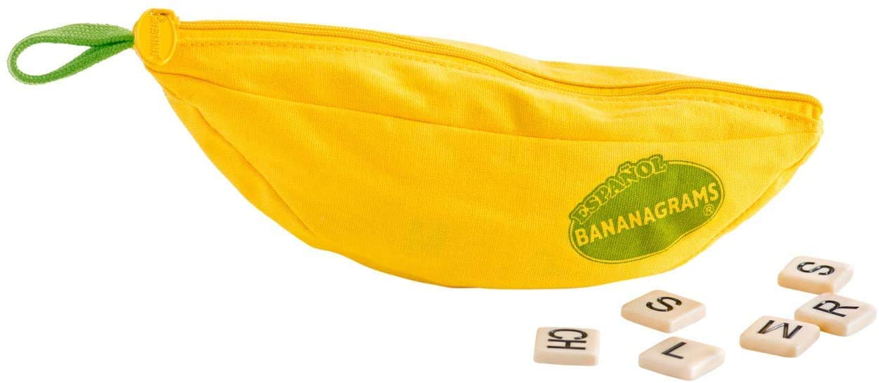 HotBananagrams Classic Word Game, 144 Tiles in Banana Pouch, Travel Game | Fast-paced spelling & anagram game for 1-8 players; portable pouch, educational wordplay for kids and adults ages 7+