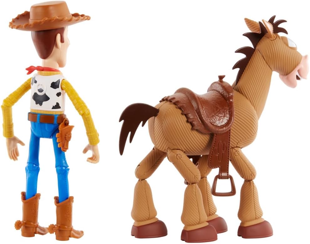 Hot Mattel Disney and Pixar Toy Story Woody & Bullseye 2-Pack, Ages 3+ | Movie-inspired relative scale, Woody + Bullseye poseable figures, 2 pieces, no batteries needed, Ages 3+ (Amazon Exclusive)