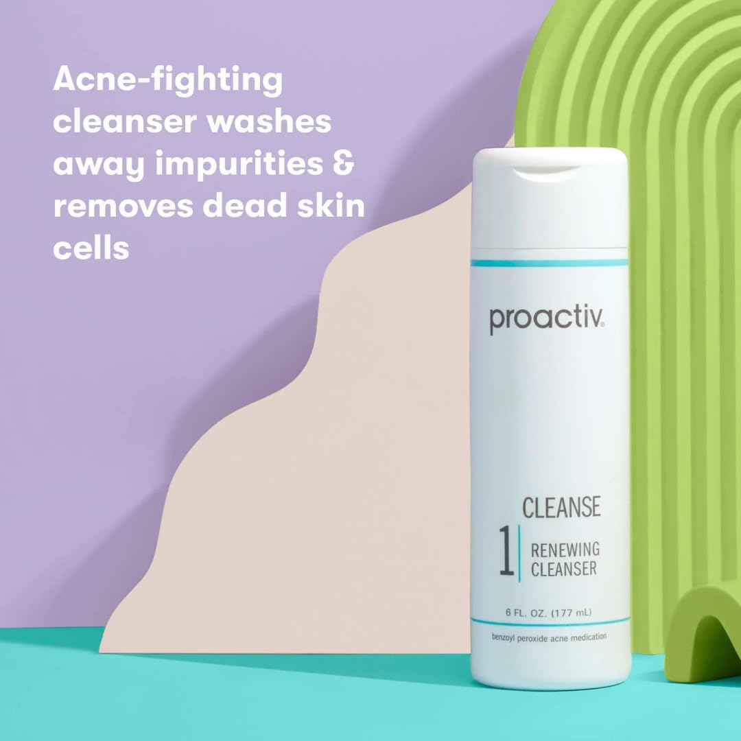HotProactiv Acne Cleanser - Benzoyl Peroxide Face Wash and Acne Treatment - Daily Facial Cleanser and Hyularonic Acid Moisturizer with Exfoliating Beads - 90 Day Supply, 6 Fl Oz
