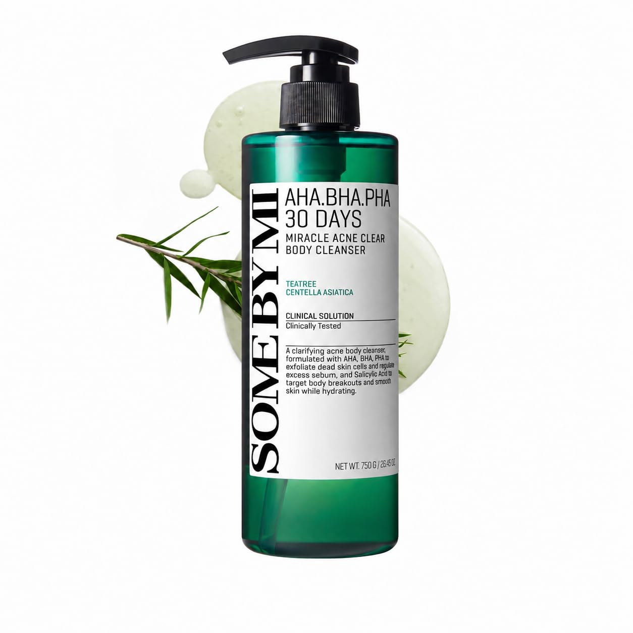 HotSOME BY MI AHA BHA PHA 30 Days Miracle Acne Clear Body Cleanser 13.5oz – Salicylic Acid & Tea Tree Acne Body Wash – Deep Cleansing, Sulfate & Paraben Free Korean Skin care