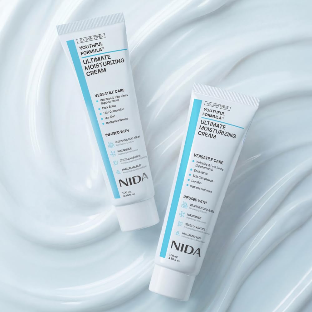 HotNIDA Youthful Formula™ Ultimate Moisturizing Cream | Centella Asiatica, Niacinamide, Hyaluronic Acid, Collagen | Wrinkles, Fine Lines, Dark Spots, Dry Skin, Redness | 3.38 fl. oz., 100ml