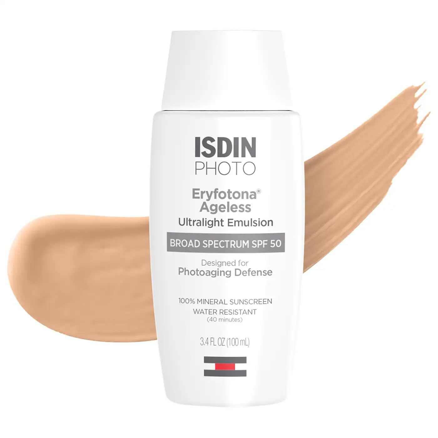 HotISDIN Eryfotona Ageless Tinted Mineral Face Sunscreen SPF 50, Zinc Oxide | Anti-Aging, 100% Mineral UV Filters, Ultralight Emulsion, Suitable for Sensitive Skin, Dermatologist Recommended