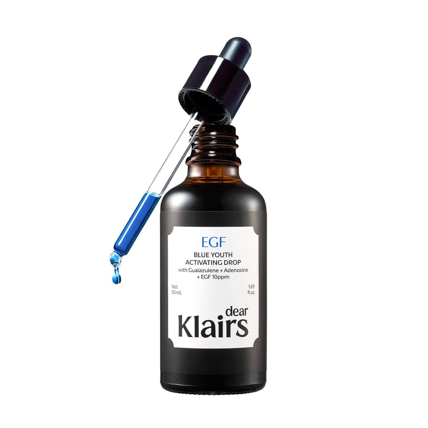 HotDearKlairs Korean EGF Serum - Blue Youth Activating Drop with EGF & FGF (10ppm Each), Barrier Repair & Post-Blemish Marks, Sensitive Skin-Friendly, Daily Calm & Soothe, 1.69 Fl Oz