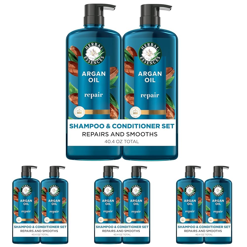 HotHerbal Essences Argan Oil Repair Shampoo & Conditioner Set, Moisturizes & Smoothes, Paraben-Free, Color-Safe, pH-Balanced, Citrus Scent, 20.2 Fl Oz, 2-Pack