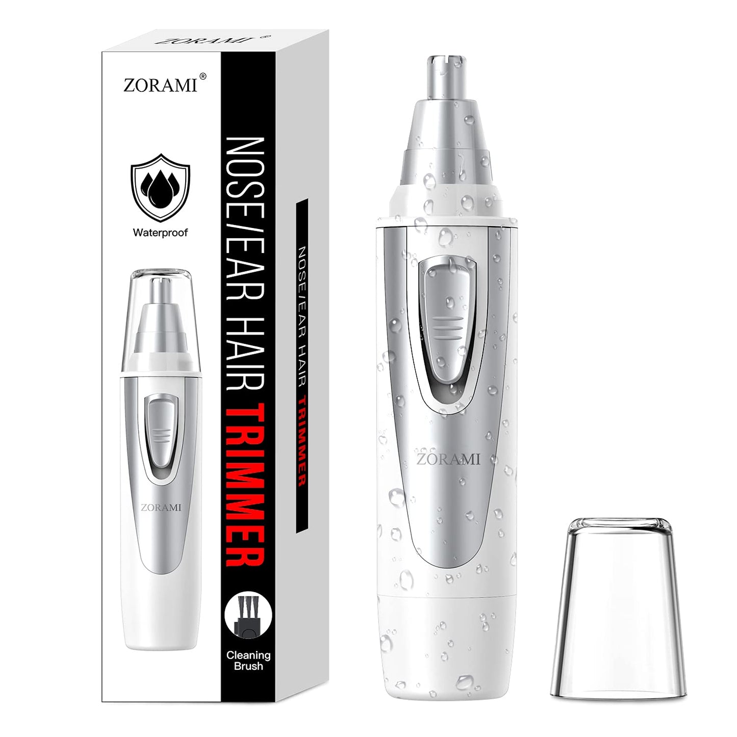 HotEar and Nose Hair Trimmer Clipper - 2026 Professional Painless Eyebrow & Facial Hair Trimmer for Men Women, Battery-Operated Trimmer with IPX7 Waterproof, Dual Edge Blades for Easy Cleansing Pink