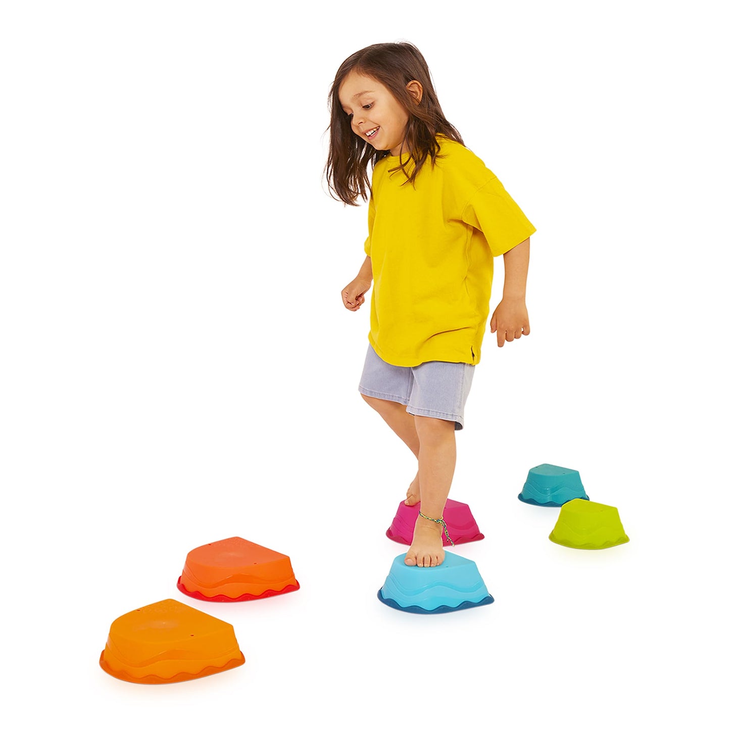 HotB. toys Balance Beam Set, Musical Wavy Beams & Sensory Stones, Summer | Balance & Groove Set with 8 wavy beams, 5 sensory stones, and 1 musical stepping stone for indoor or outdoor play, 3+ Years