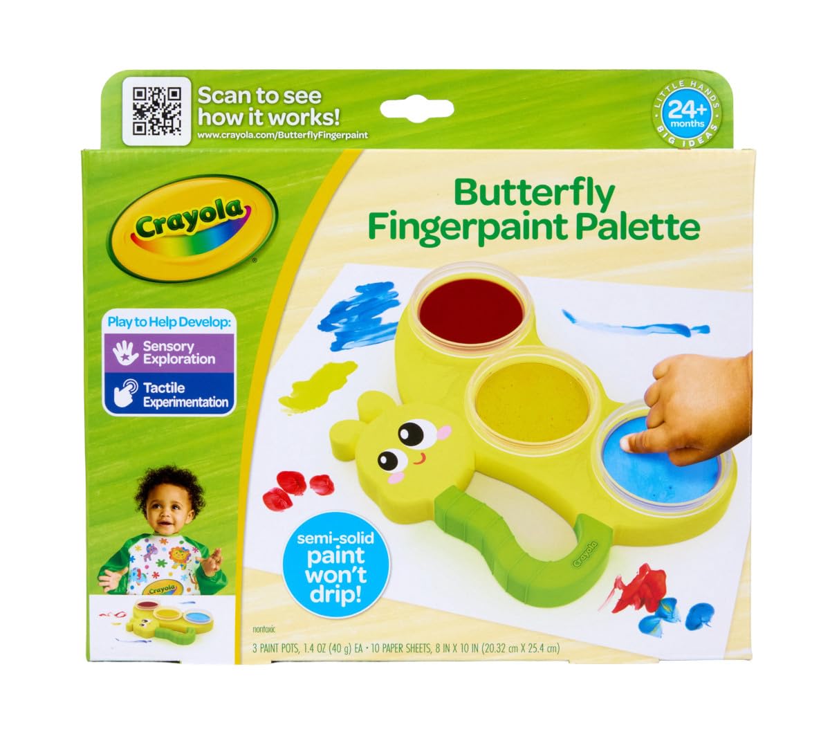 Hot Crayola Mess Free Finger Painting Station – Washable Finger Paint for Toddlers, Spring Arts & Crafts Set, Sensory Activity, Travel Toy, Ages 1+