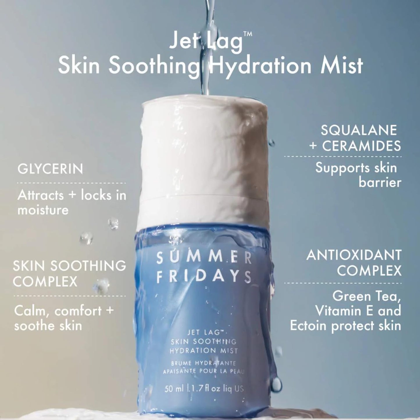 HotSummer Fridays Jet Lag™ Essentials - Mini Hydrating Skin Care Set With Jet Lag™ Mask, Eye Patches, Deep Hydration Face Serum & Hydration Mist - Travel Size Skincare Kit & Gift Set (4 Count)