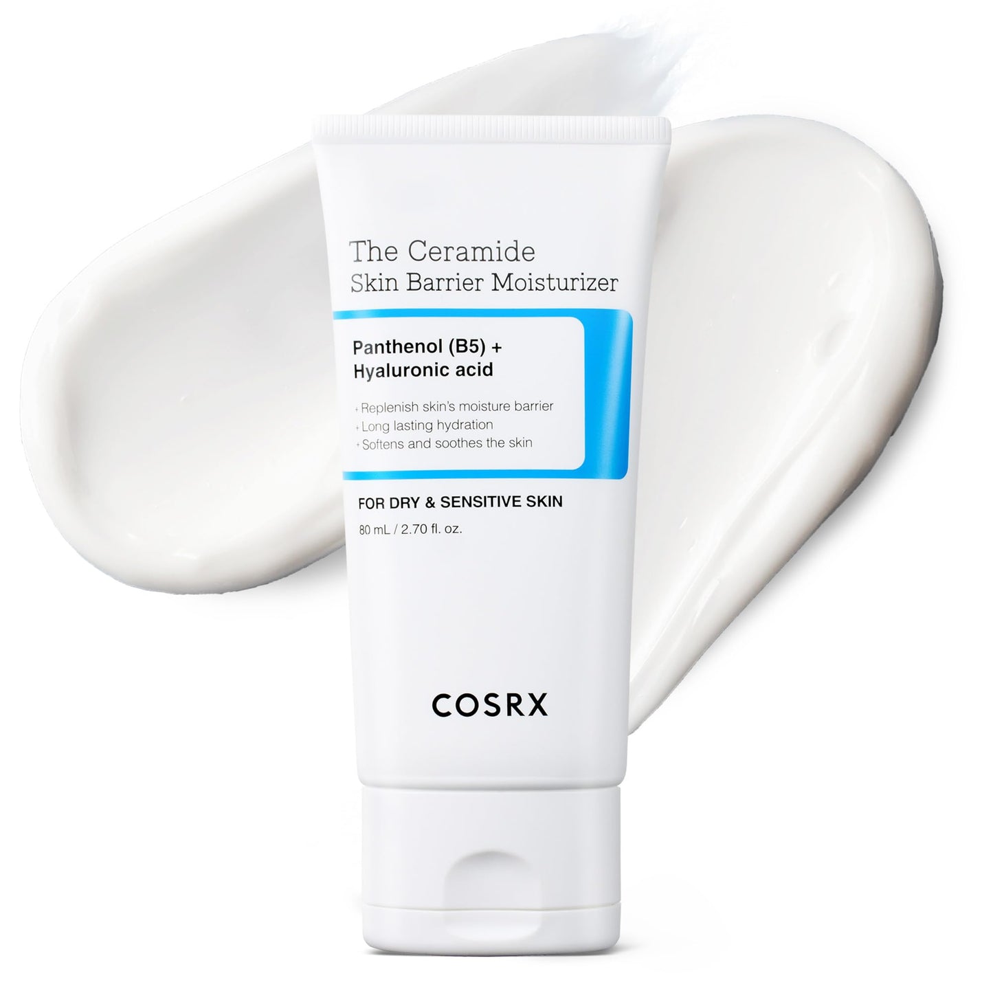 HotCOSRX Ceramide Skin Barrier Moisturizer for Face with 7 Ceramides, Hyaluronic Acid & Panthenol, Barrier Repair Face Cream for Dry & Sensitive Skin, 2.7 oz, Korean Face Moisturizer, Korean Skin Care