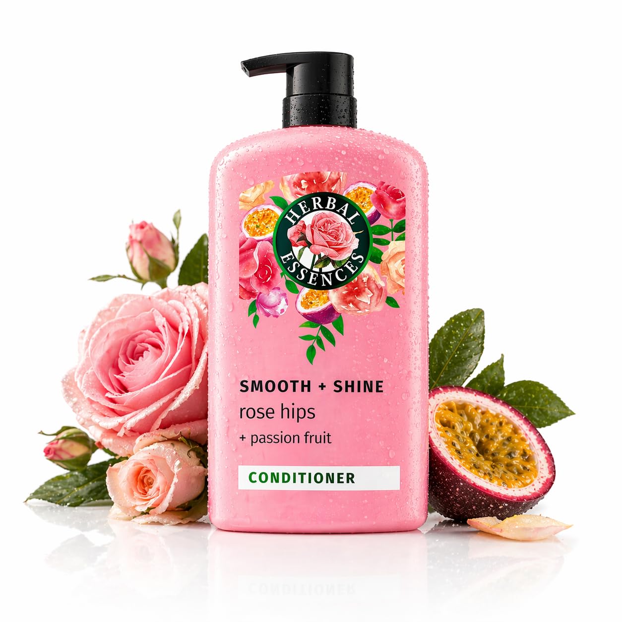 HotHerbal Essences Conditioner, Rose Hips + Passionfruit - Smooth Collection, Shiny Hair with Vitamin E & Jojoba, Safe for Color Treated Hair, Floral Scent, Cruelty-Free, Dermatologist-Tested, 29.2 Fl Oz