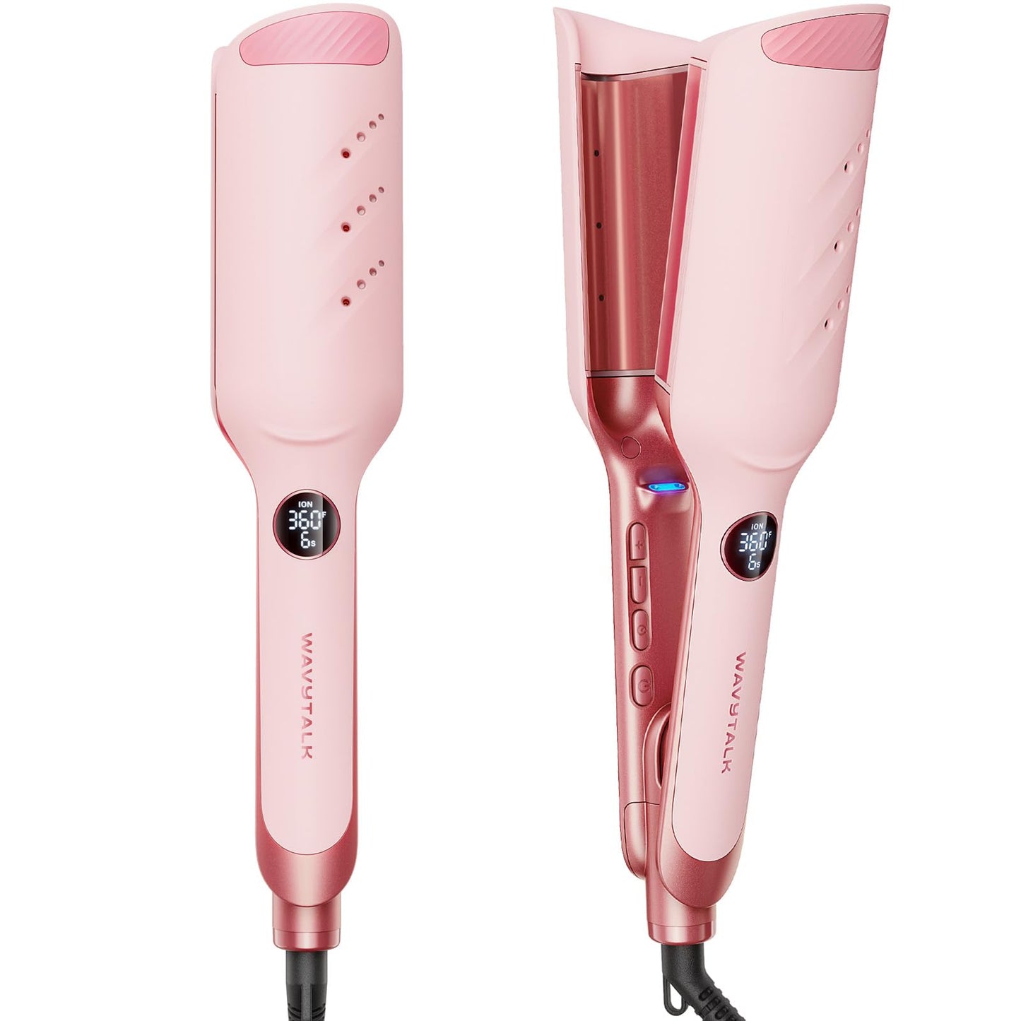 HotWavytalk Power Wave Hair Crimper, Curling Iron Hair Crimper Waver, Ventilation Design for Less Damage, Ionic Reduces Frizz, Effortless-Waver, Dual Voltage Crimping Iron, Pink