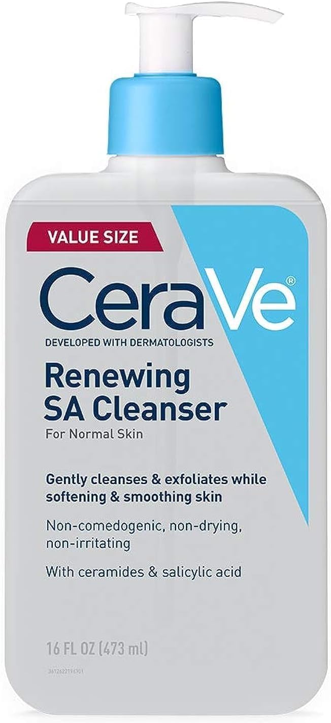 HotCeraVe Renewing Salicylic Acid Cleanser, Formulated With Hyaluronic Acid, Niacinamide, & Ceramides, Gentle BHA Exfoliating Face Wash Smooths & Softens Skin, Non Comedogenic & Fragrance Free, 8 Ounce