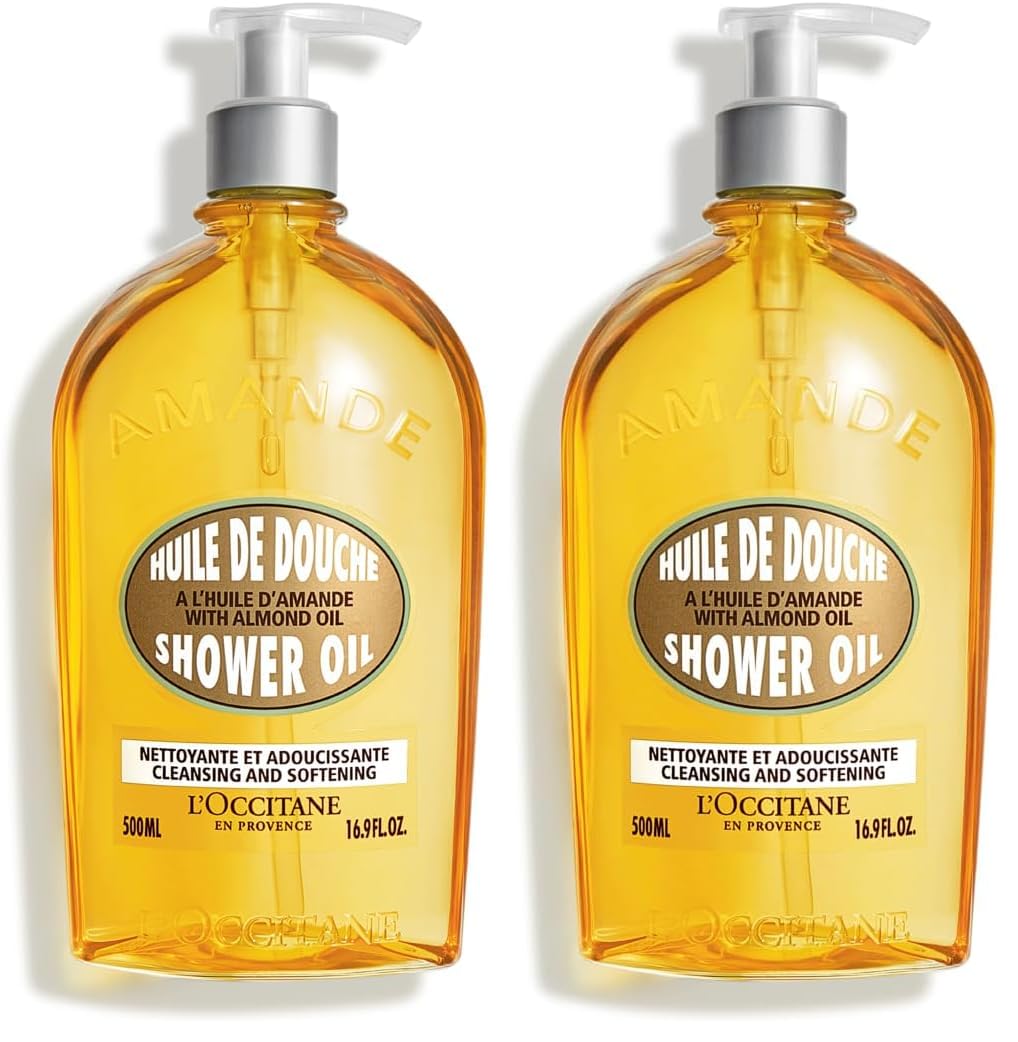 HotL'OCCITANE Cleansing & Softening Almond Shower Oil, Body Wash & Shaving Base Purifies & Smooths Without Drying Skin, Milky Lather, Nourishing Skincare
