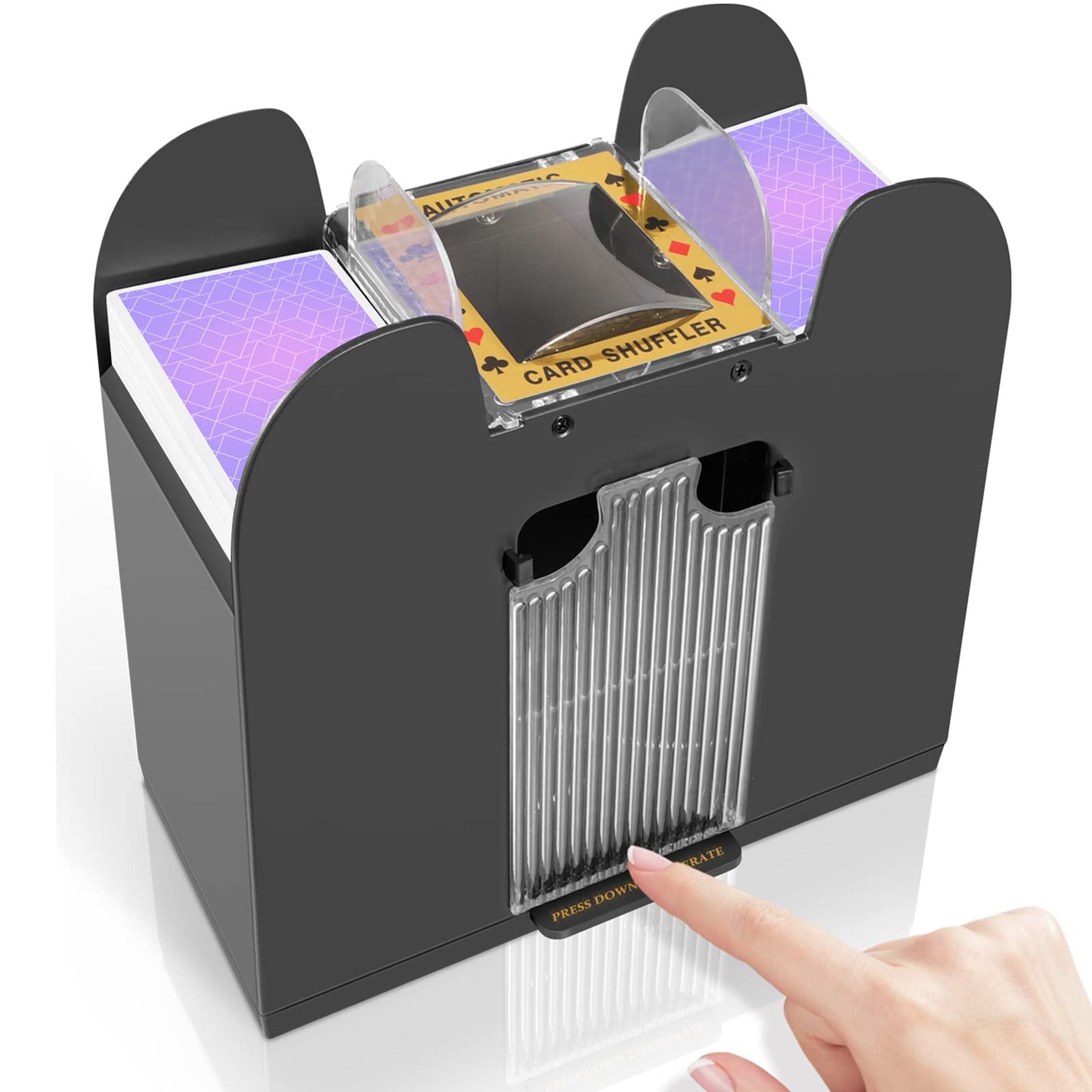 HotFEIERYA Automatic Card Shuffler 2/1/4/6 Deck,Battery-Operated Electric UNO Poker Shuffler,Playing Card Shuffler for Home Card Game,Travel