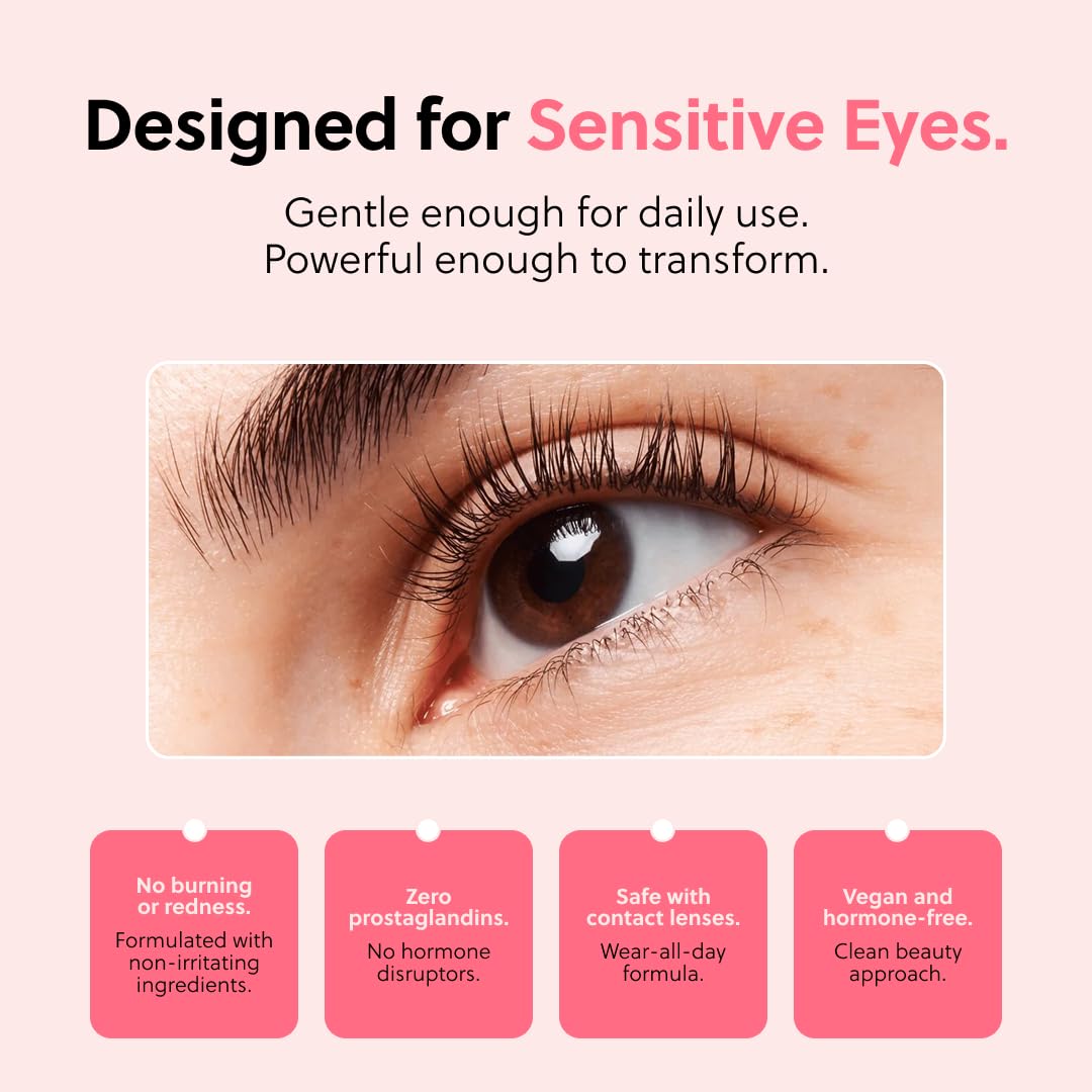 HotForChics Prostaglandin-Free Eyelash Growth Serum – Longer, Fuller Lashes | Visible Results in 2 Weeks, Gentle for Sensitive Eyes, Repairs Over Processed Lashes, 3ml