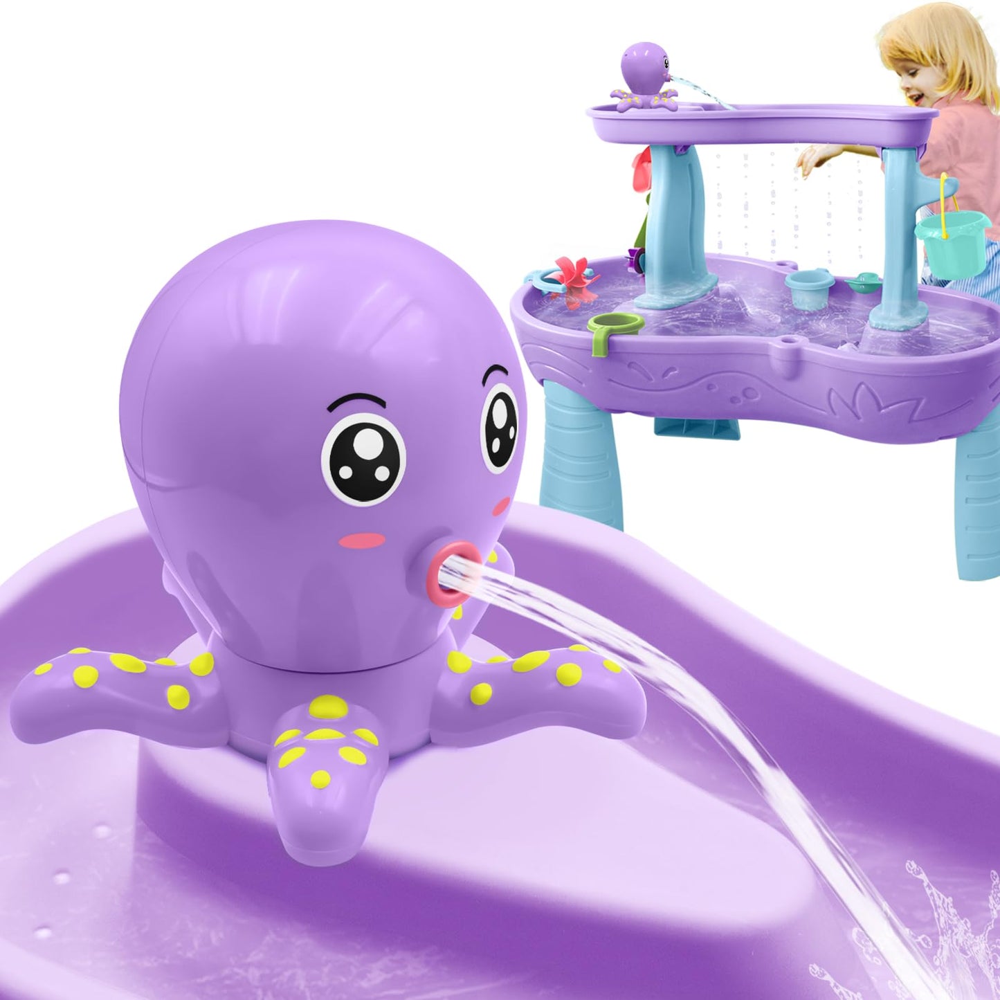 Hot Intoypad Water Table Pump, Octopus Battery Powered Water Pump for Water Table 3 Hours Non-Stop Fun Summer Outdoor Water Toys Outside Water Play Table Accessories for Toddlers Kids (Blue)