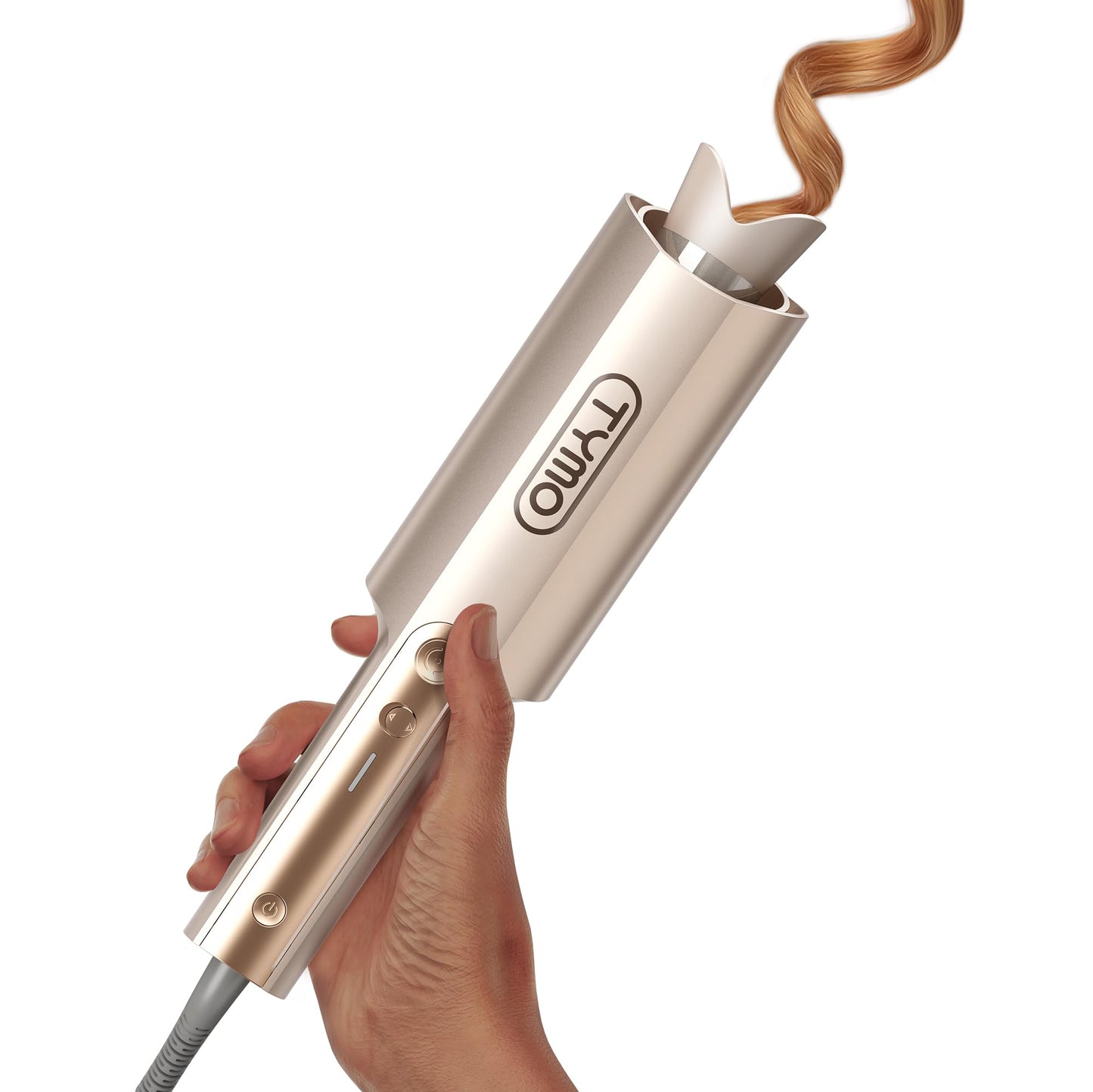 HotTYMO CurlPro Plus Automatic Rotating Curling Iron - Upgraded Long Barrel Curling Wand for Long Hair, Ceramic Hair Curler for Women, Anti-Scald, Tangle-Free, 600M Ionic, Dual Voltage, Gold, 1 Inch