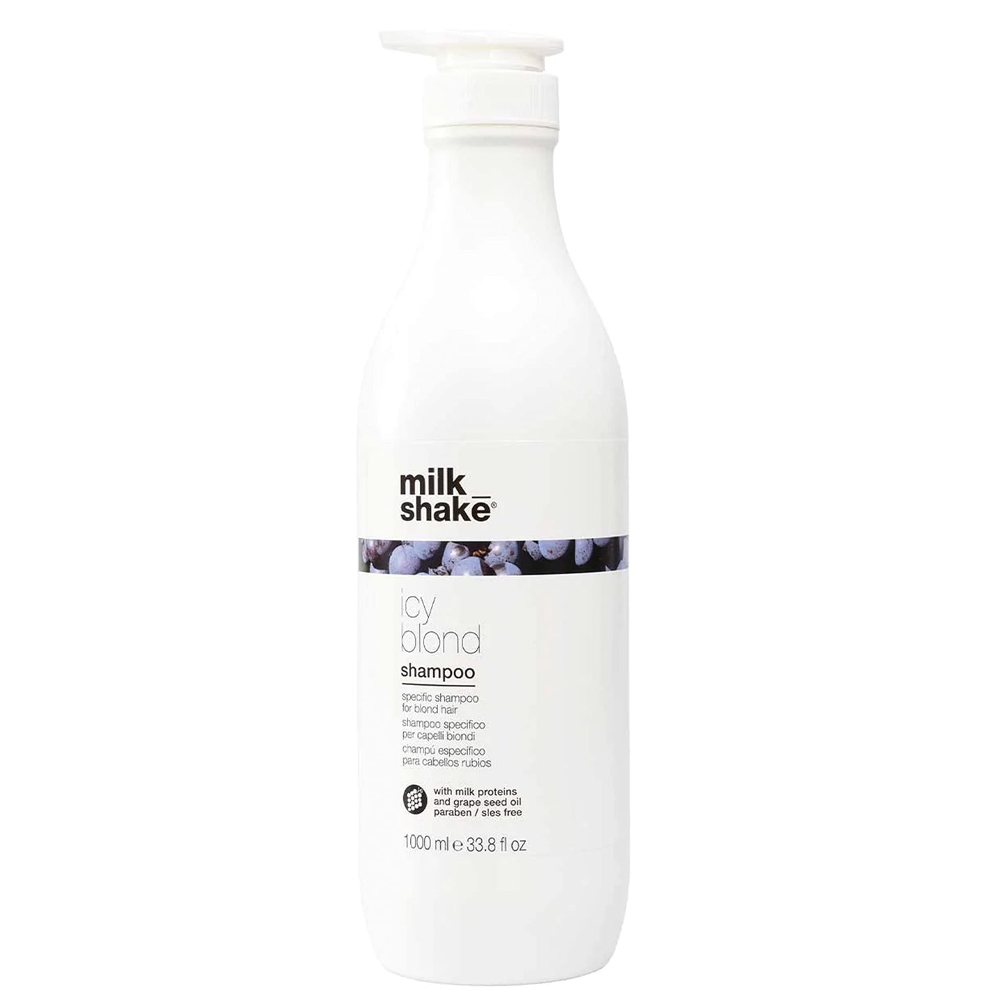 Hotmilk_shake icy blond shampoo award winning shampoo with black pigment to cool brassy tones and enhance platinum blonde hair ideal for maintaining icy, ash-toned color