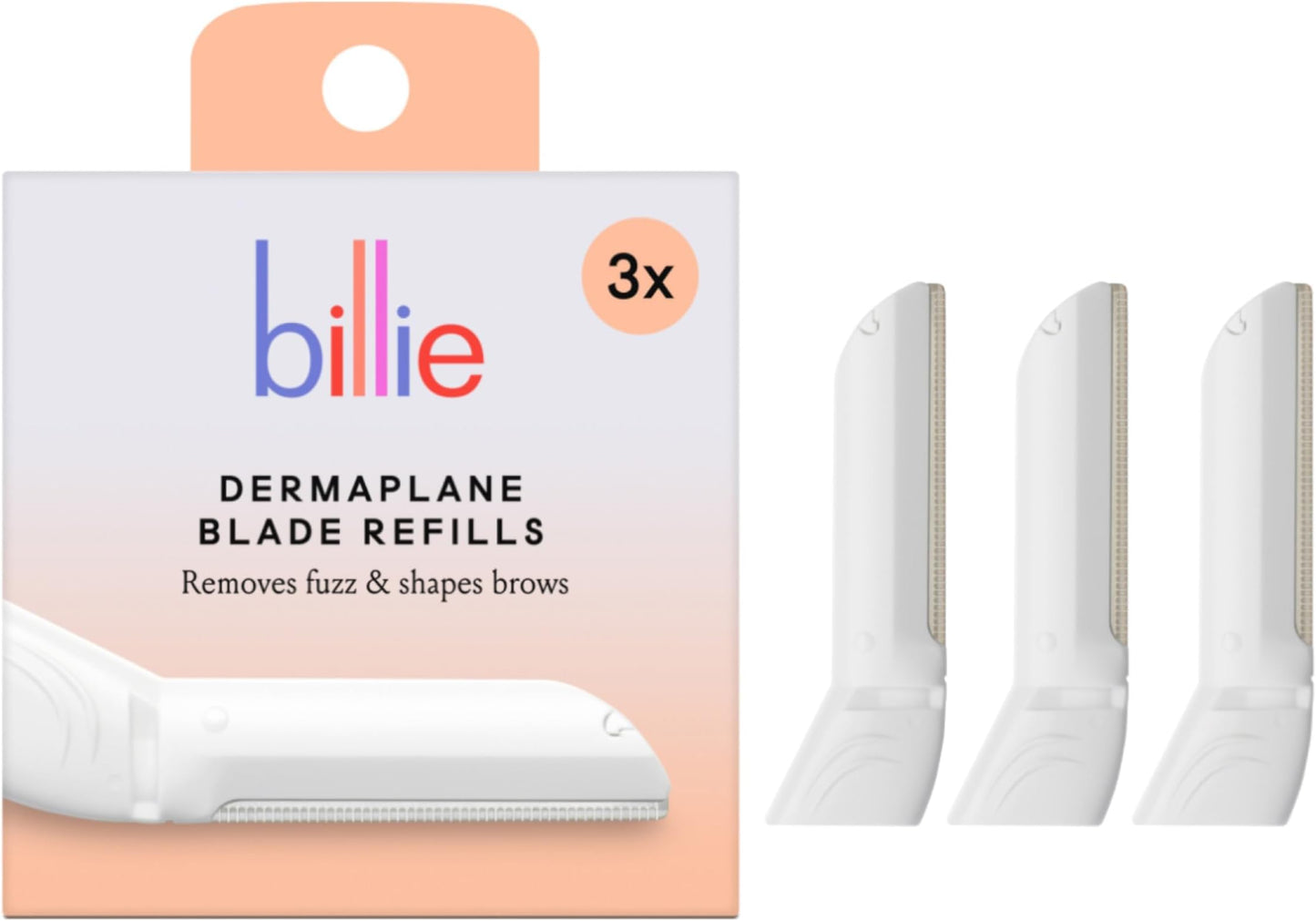 HotBillie - Dermaplane Starter Kit - Reusable Handle + 3 Refill Blades - Remove Facial Hair + Perfectly Shape Brows - Dermatologist-Approved - Malibu