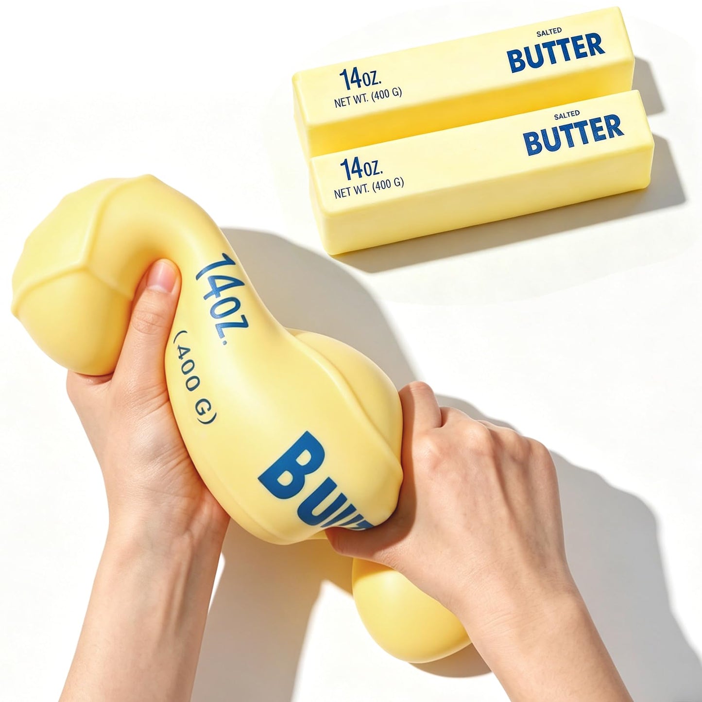 Hot 10in Giant Butter Squishy, Jumbo Big Butters 14oz Squeeze Stress Balls, Large Butter Stick Stress Relief Slow Rising Fun for Anxiety Relief Party Favors