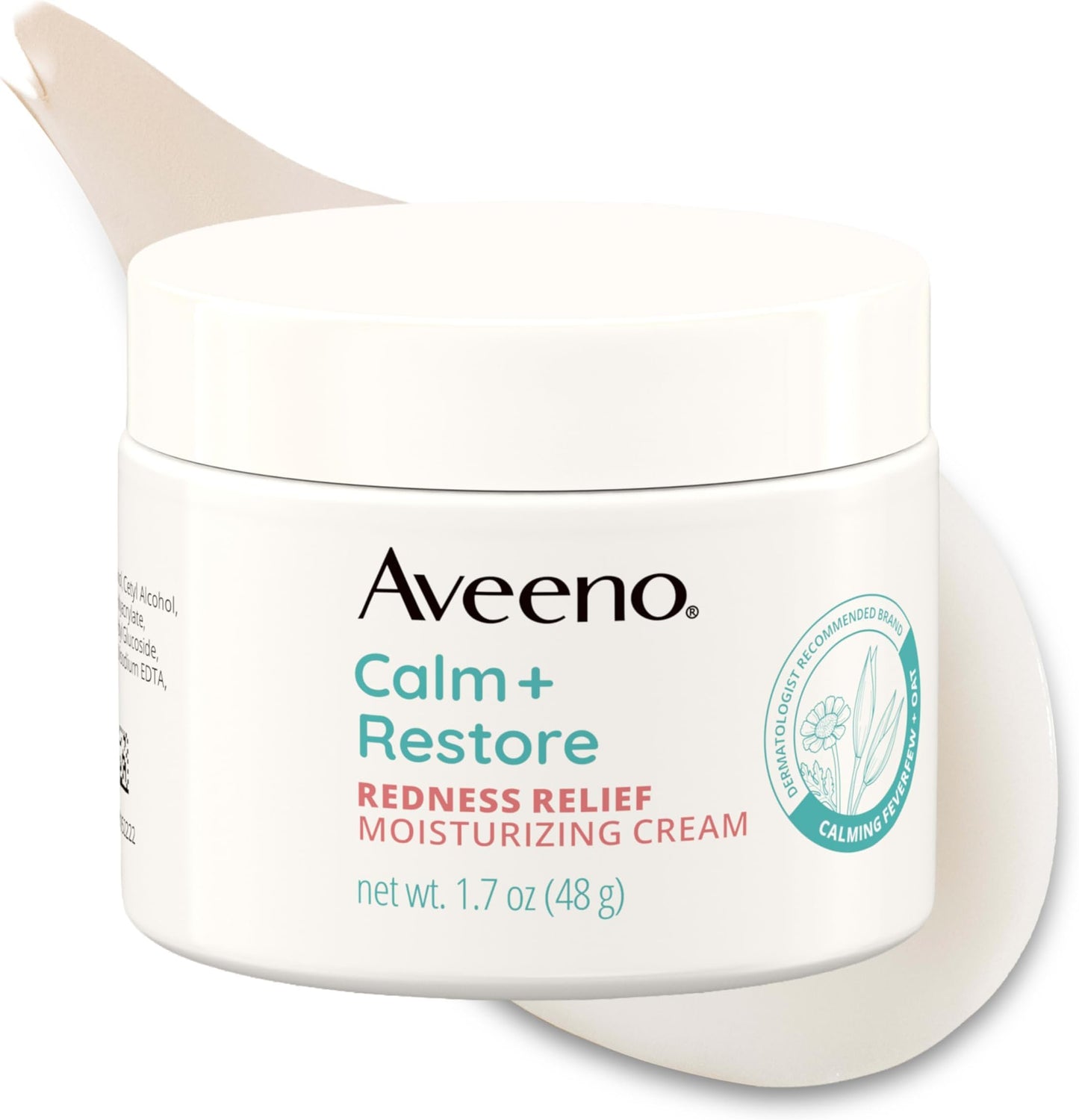 HotAveeno Calm + Restore Redness Relief Moisturizing Face Cream, Non-Comedogenic Facial Moisturizer with Ceramide & Vitamin B5, Hydrating for Dry, Sensitive Skin, Hypoallergenic, Fragrance-Free, 1.7 Oz