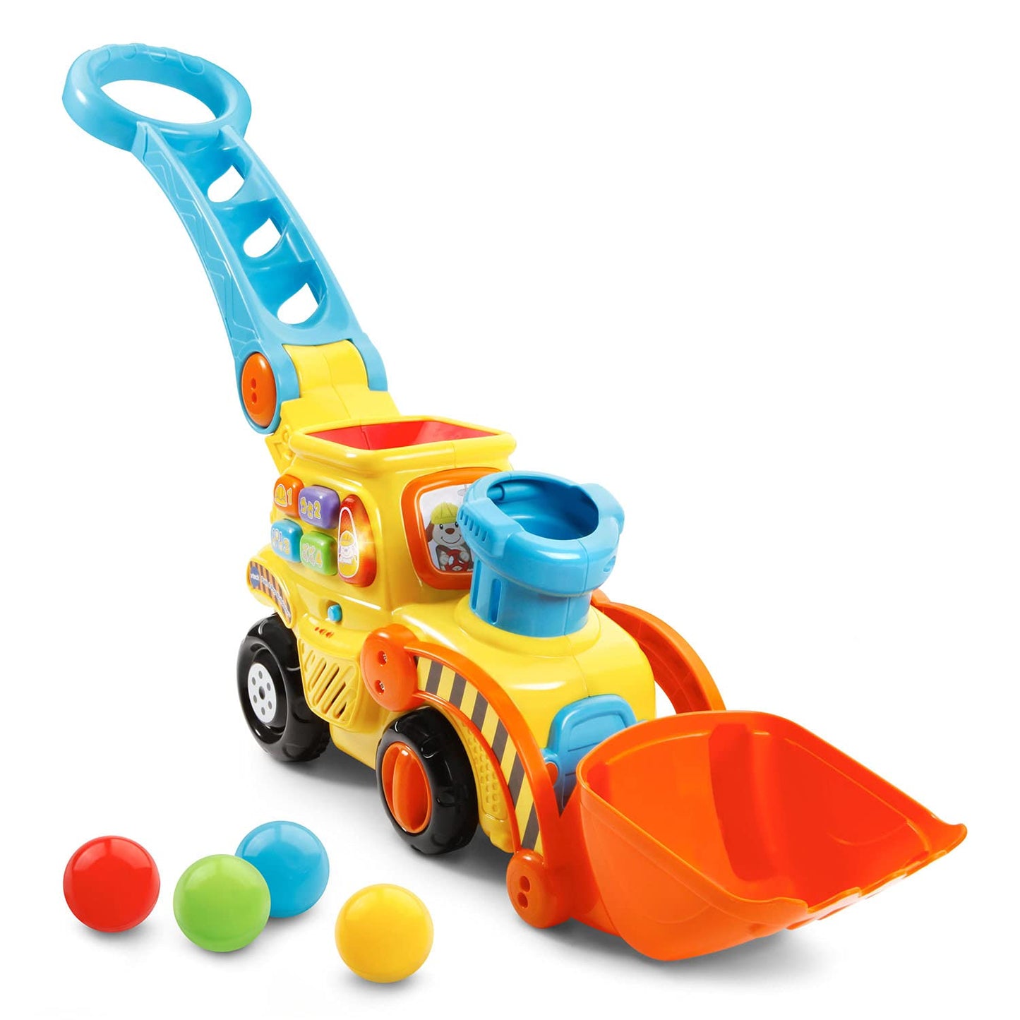 HotVTech Pop-a-Balls Push and Pop Bulldozer, Yellow