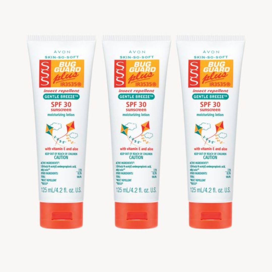 HotAVON SSS Bug Guard Plus IR3535 Gentle Breeze SPF 30 Lotion - 4.2 oz | Skin So Soft Bug Guard Insect Repellent Moisturizing Lotion, 2-in-1 Sunscreen & DEET-Free Bug Repellent with Vitamin E & Aloe