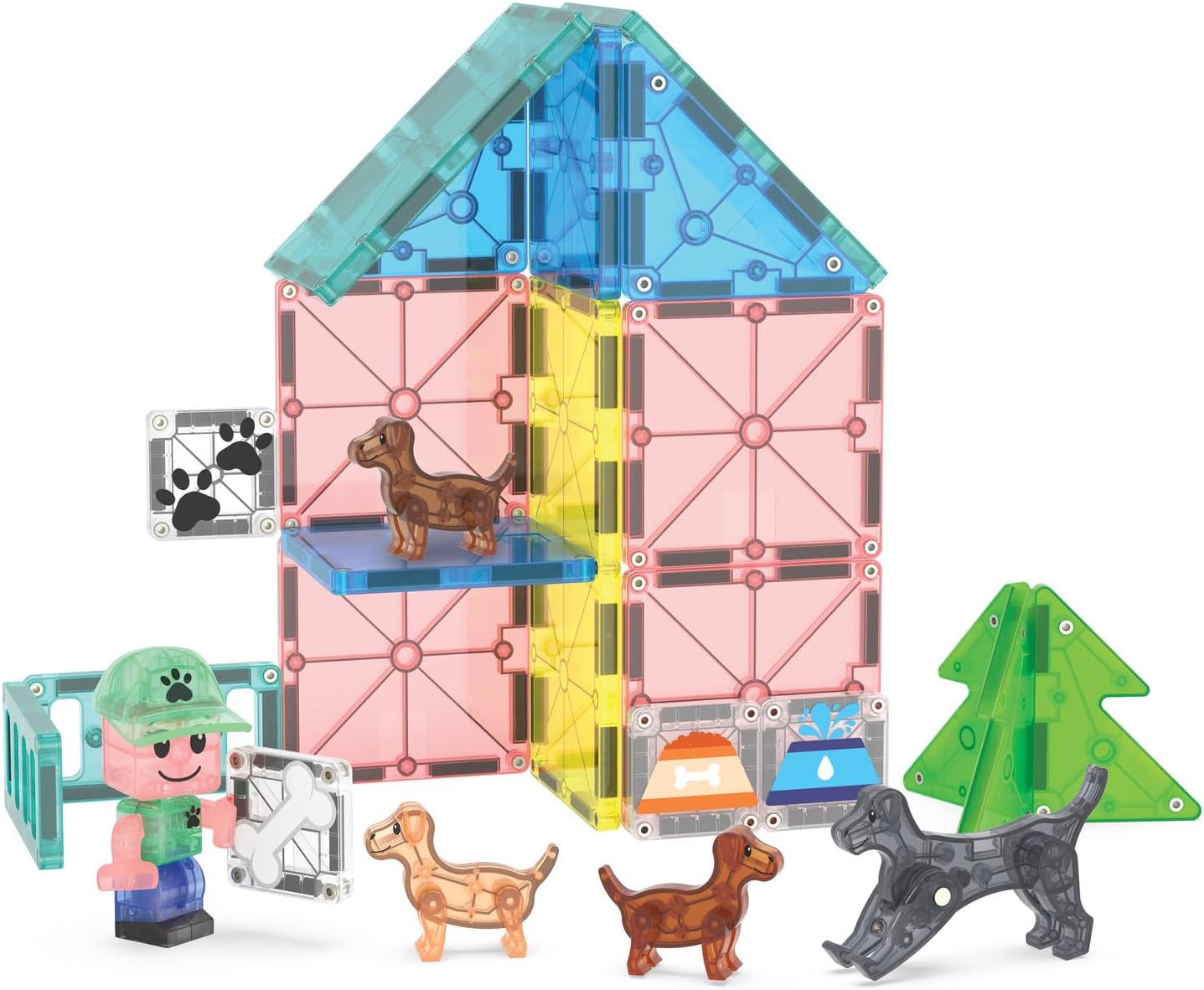 HotMAGNA-TILES Puppy Park 27-Piece Magnetic Construction Set, The Original Magnetic Building Brand