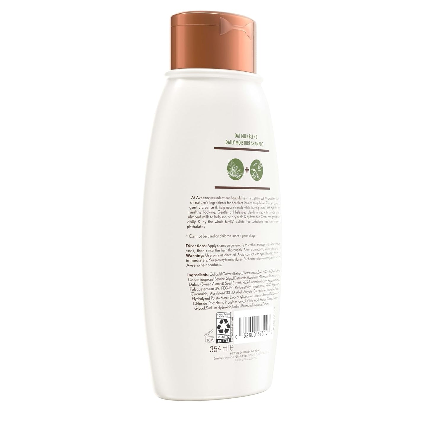 HotAveeno Oat Milk Blend Moisturizing Shampoo, Ultra-Hydrating, for Dry, Damaged Hair, 12 fl oz