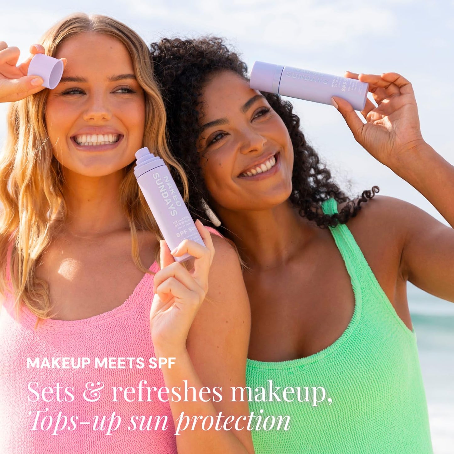 HotNaked Sundays SPF 50 Hydrating Glow Sunscreen Mist for Face, SPF Setting Spray with Hyaluronic Acid, Makeup Setting Spray, Lightweight, Non-Greasy Hydration, 75ml
