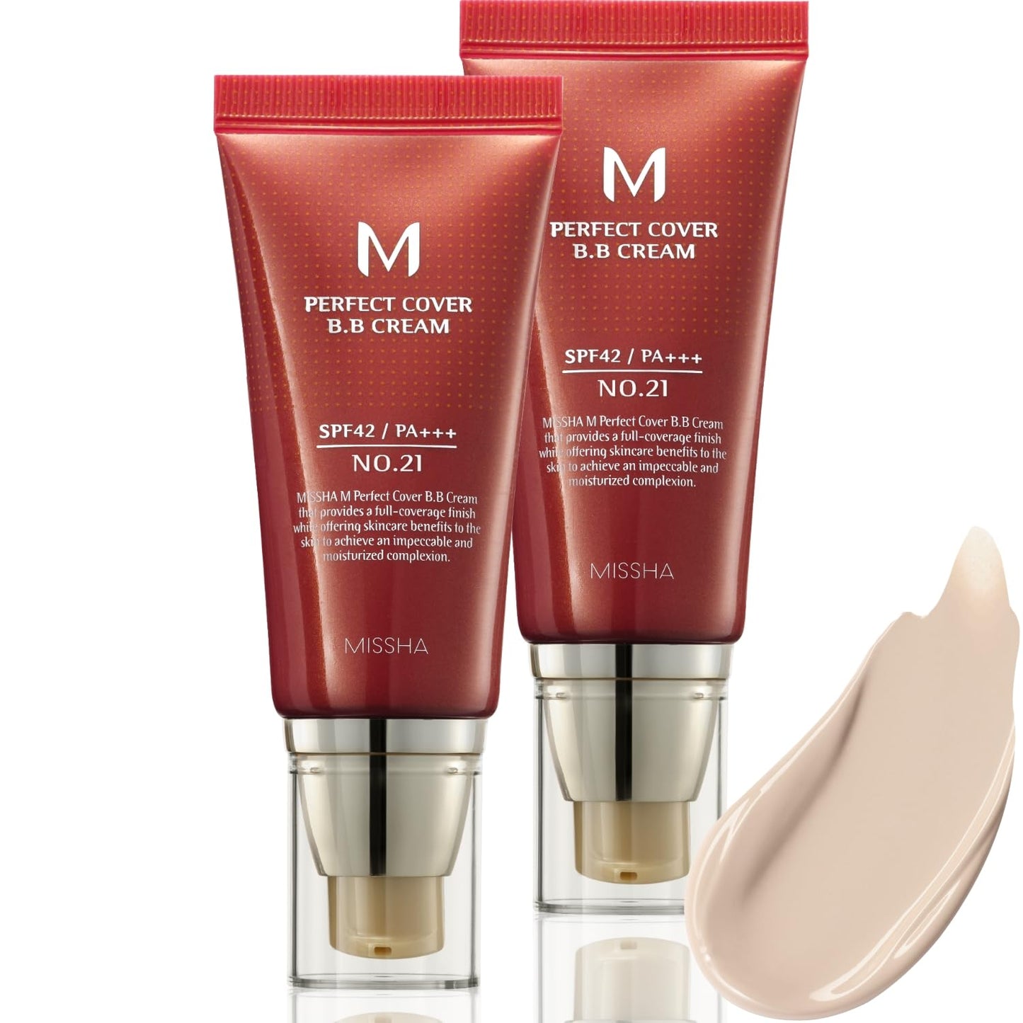 HotMISSHA M Perfect Cover BB Cream No.27 Honey Beige - Medium with Neutral/Warm Undertone SPF 42 PA +++ 1.69 Fl Oz - Tinted Moisturizer for face with SPF