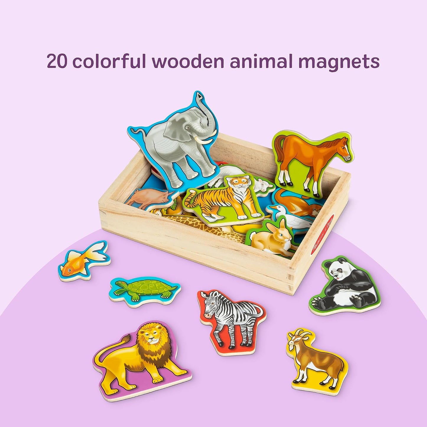 HotMelissa & Doug Wooden Animal Magnets Set (20 Pieces) – Farm, Zoo & Pet Fridge Magnets in Storage Box – Montessori Preschool Learning Toys for Toddlers & Kids Ages 2+ - FSC-Certified