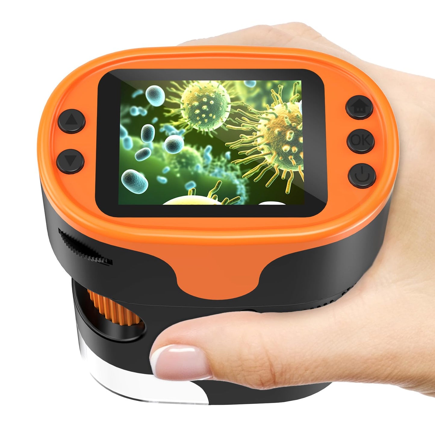 Hot1000X Handheld Microscope for Kids 4K 2.0" Screen Rechargeable Mini Pocket Digital Microscopes w/Slides Kit Portable Edu Gift Age 4-6 8-12 Children Students
