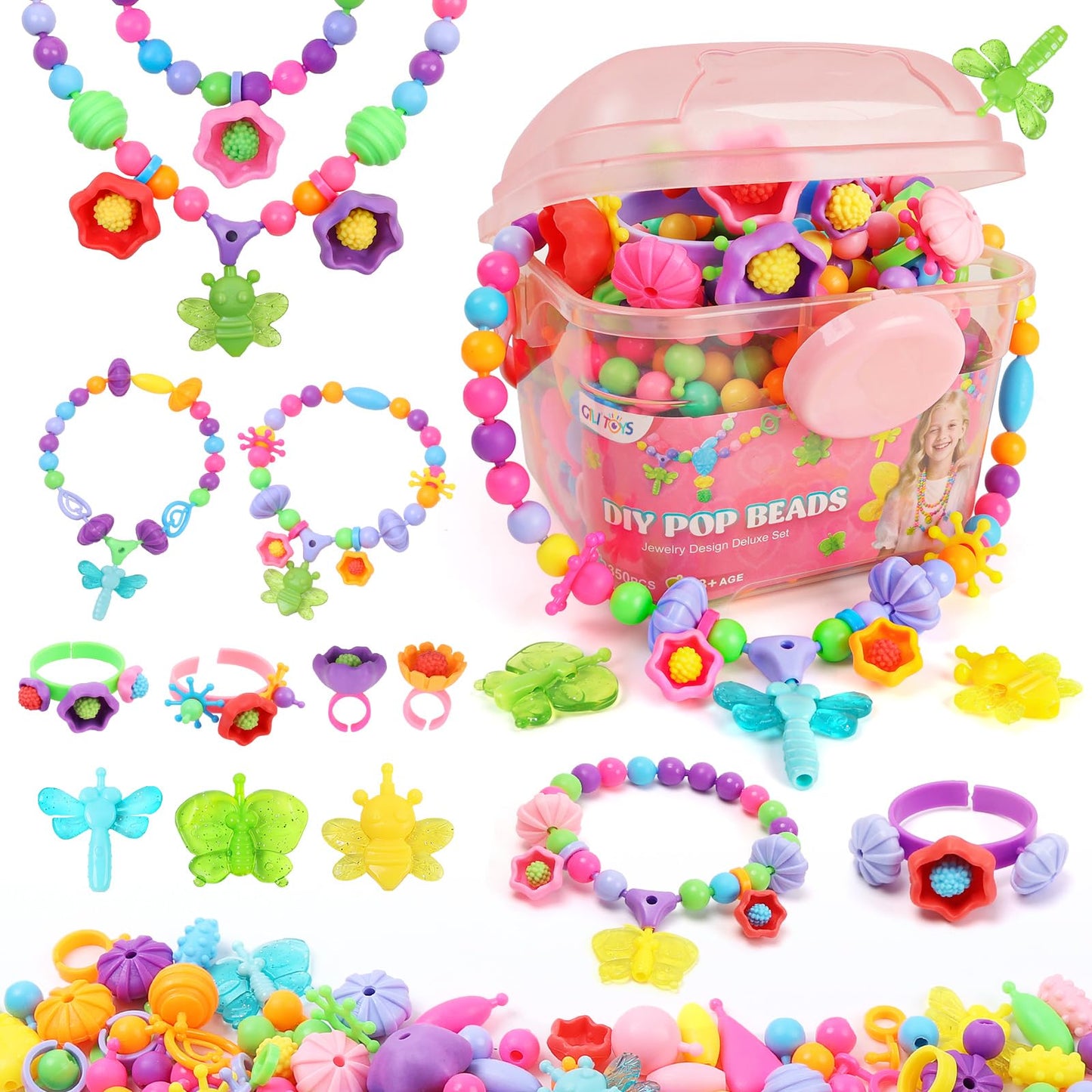 Hot GILI Pop Beads - Jewelry Making Kit for 3 4 5 6 7 8 Year Old Little Girls - Arts and Crafts Toys for Kids Age 4yr-8yr - Necklace Bracelet Creativity Snap Set Top Best Christmas Birthday Gifts (500pcs)