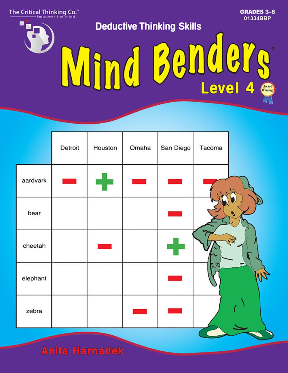 Hot Mind Benders Level 4 Workbook - Deductive Thinking Skills Puzzles (Grades 3-6)