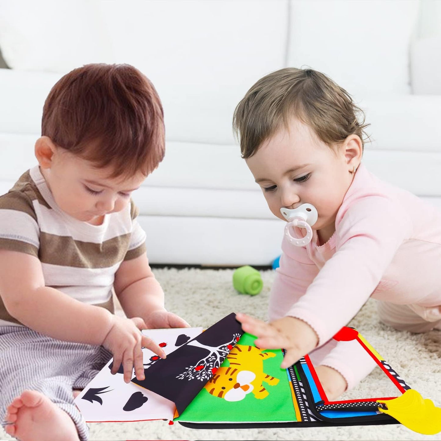 HotTummy Time Baby Mirror Infant Toys Newborn 0 3 Months Brain Development with Crinkle Cloth Book Teether Black and White High Contrast Baby Toys 2 4 5 0-6 Month Boys Girls Sensory Activity Shower Gifts