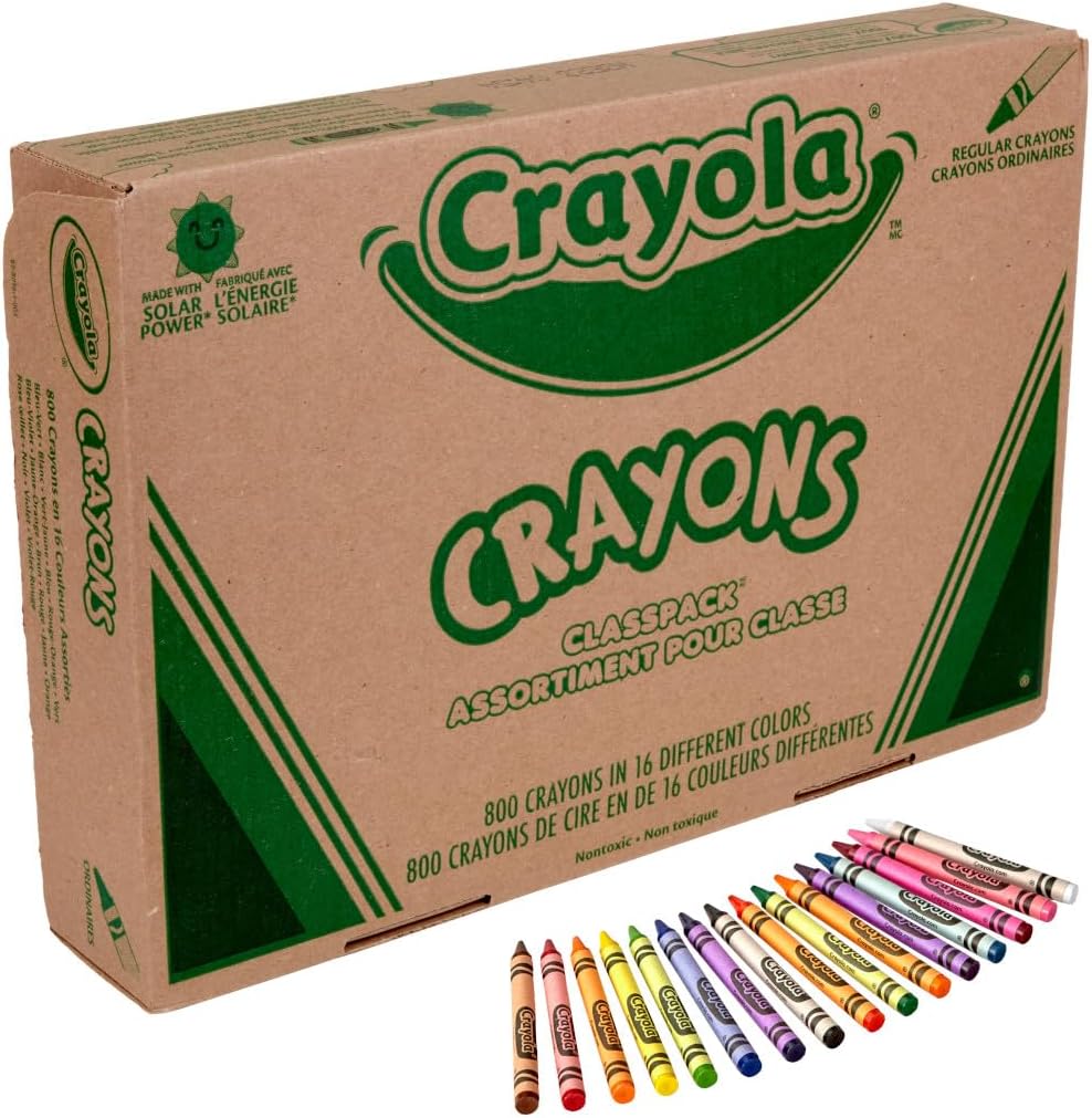 HotCrayola Crayon Classpack, Teacher Classroom Must Haves, Bulk Back to School Supplies, Elementary & Kindergarten Wishlist, 16 Colors (50 Each), 800 Ct