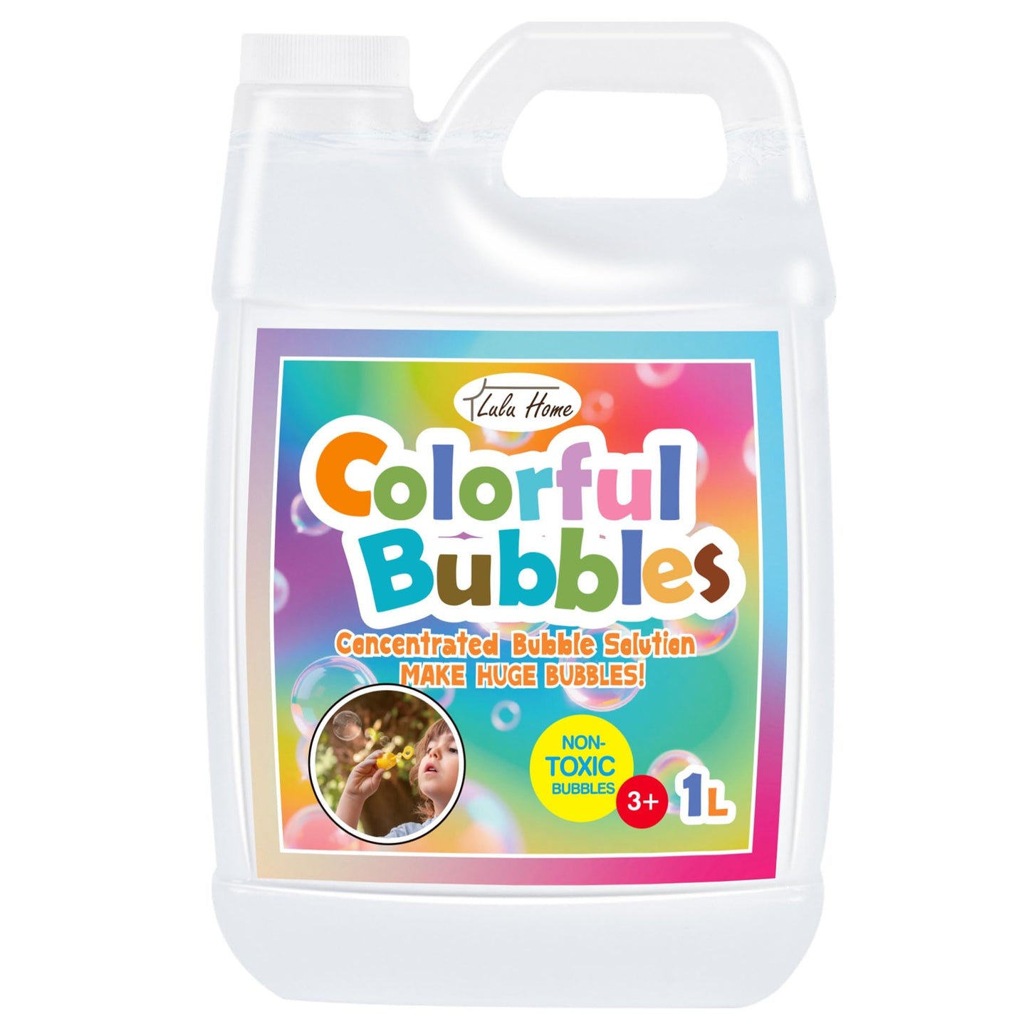 HotLulu Home 33.8 OZ/1 L Concentrated Bubble Solution, Refill for Bubble Machines, Giant Wands, and Blowers - Up to 2.5 Gallons for Kids' Birthday Parties