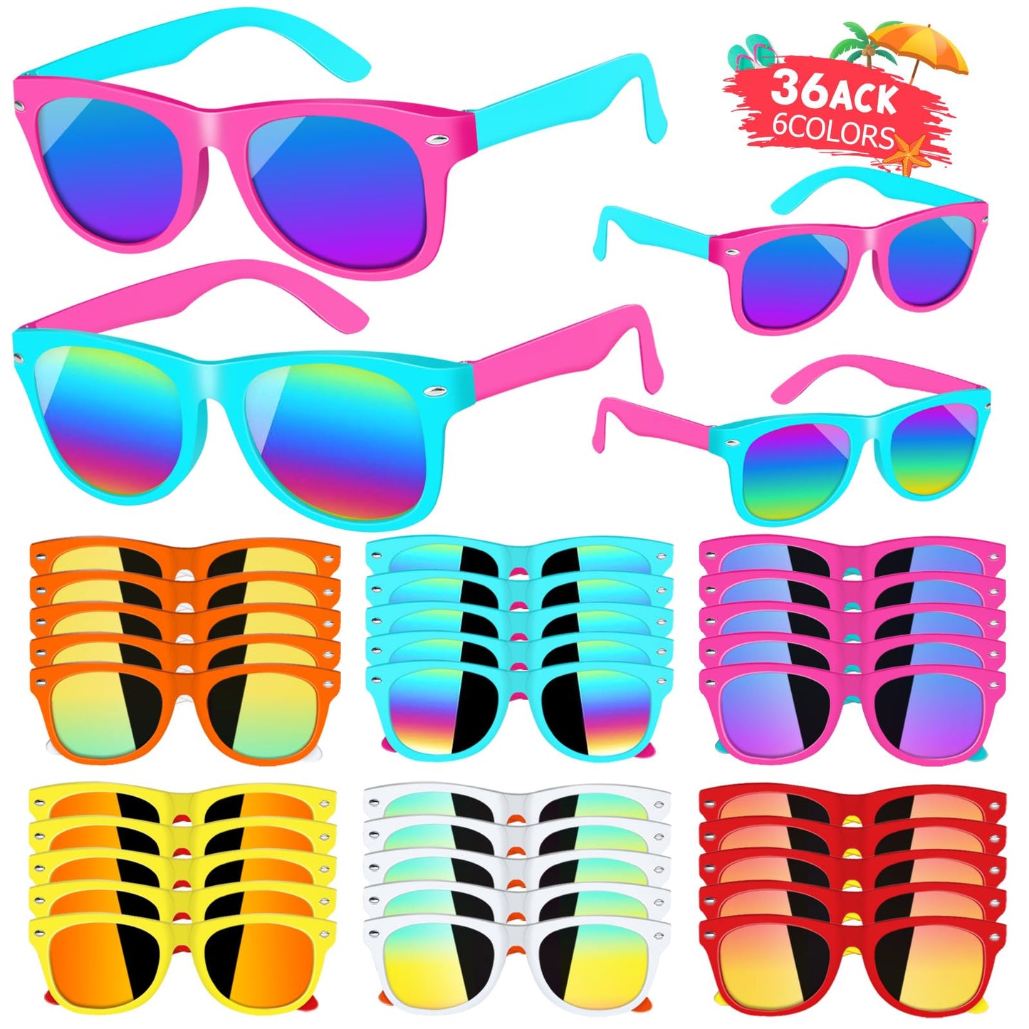 Hot 18 Pack Kids Sunglasses Bulk Party Favors, Neon Sunglasses with UV400 Protection for Kids Age 3-8,Great Gift for Birthday ,Graduation Party Supplies Party, Beach, Pool,Boys Girls Goody Bag Stuffers