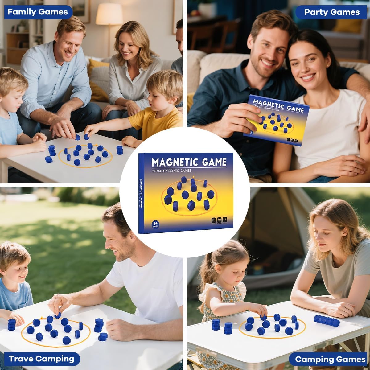 Hot Bameca Magnetic Chess Game with Full-Size Stones, Magnet Game with String | for Family & Party & Travel & Camping, Puzzle Strategy Games, 2 Player Games for Kids & Adults