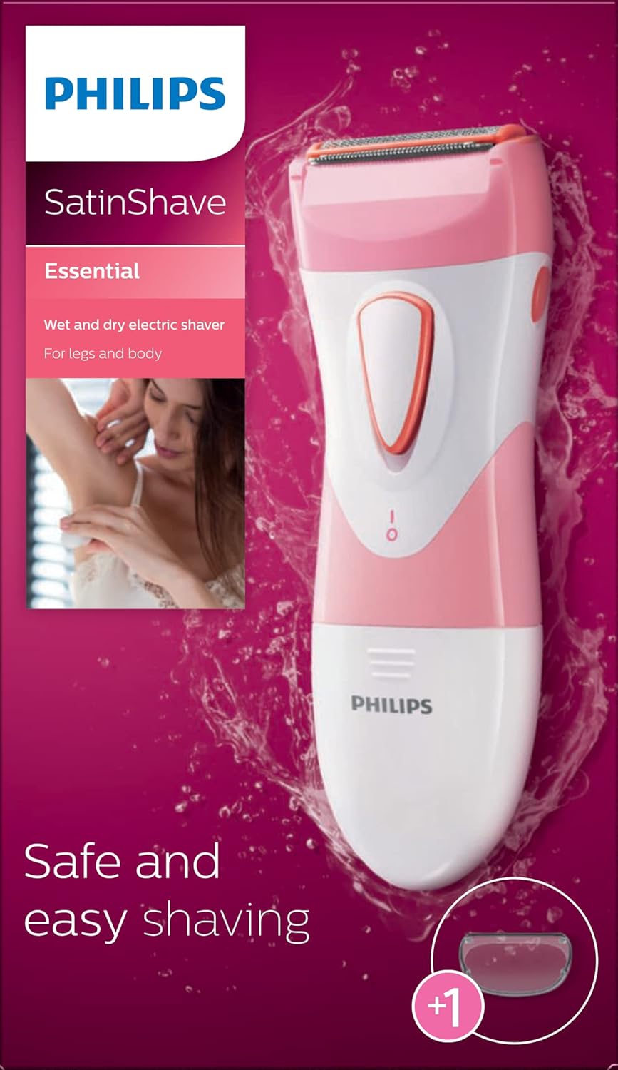 HotPhilips SatinShave Essential Women’s Wet & Dry Electric Shaver for Legs & Body, Cordless, with Hypoallergenic Foil, HP6306/50
