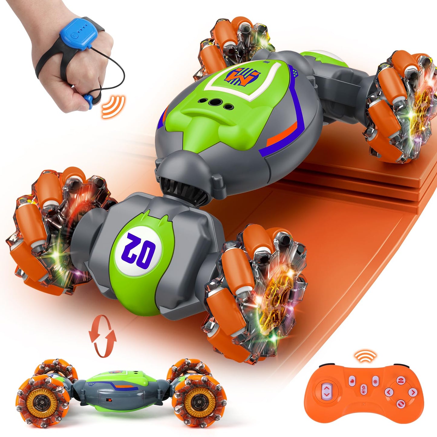 HotGesture Sensing RC Stunt Car - Boys Girls Toys Age 6-8-12, 4WD Hand Controlled Remote Control Twist Car with Light & Music,Cool Birthday presents and Ideas Gifts for Kids Age 6 7 8 9 10 11 12 YearsOld