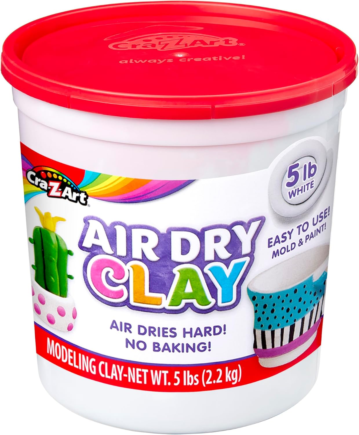 Hot Cra-Z-Art Air Dry Clay - 5lb Bucket Natural White Modeling Clay, Perfect for Sculpting, School Projects, Bulk Class Supplies for Teachers, Day Cares, Camps, Essential for School