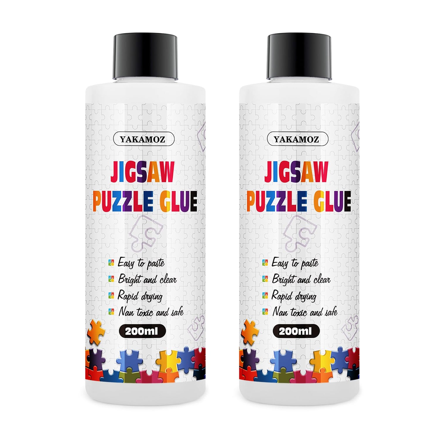 HotYAKAMOZ Clear Jigsaw Puzzle Glue with Precision Applicator – Non-Toxic, Quick Dry & Water-Soluble for Puzzles up to 5000 Pieces (200ML)