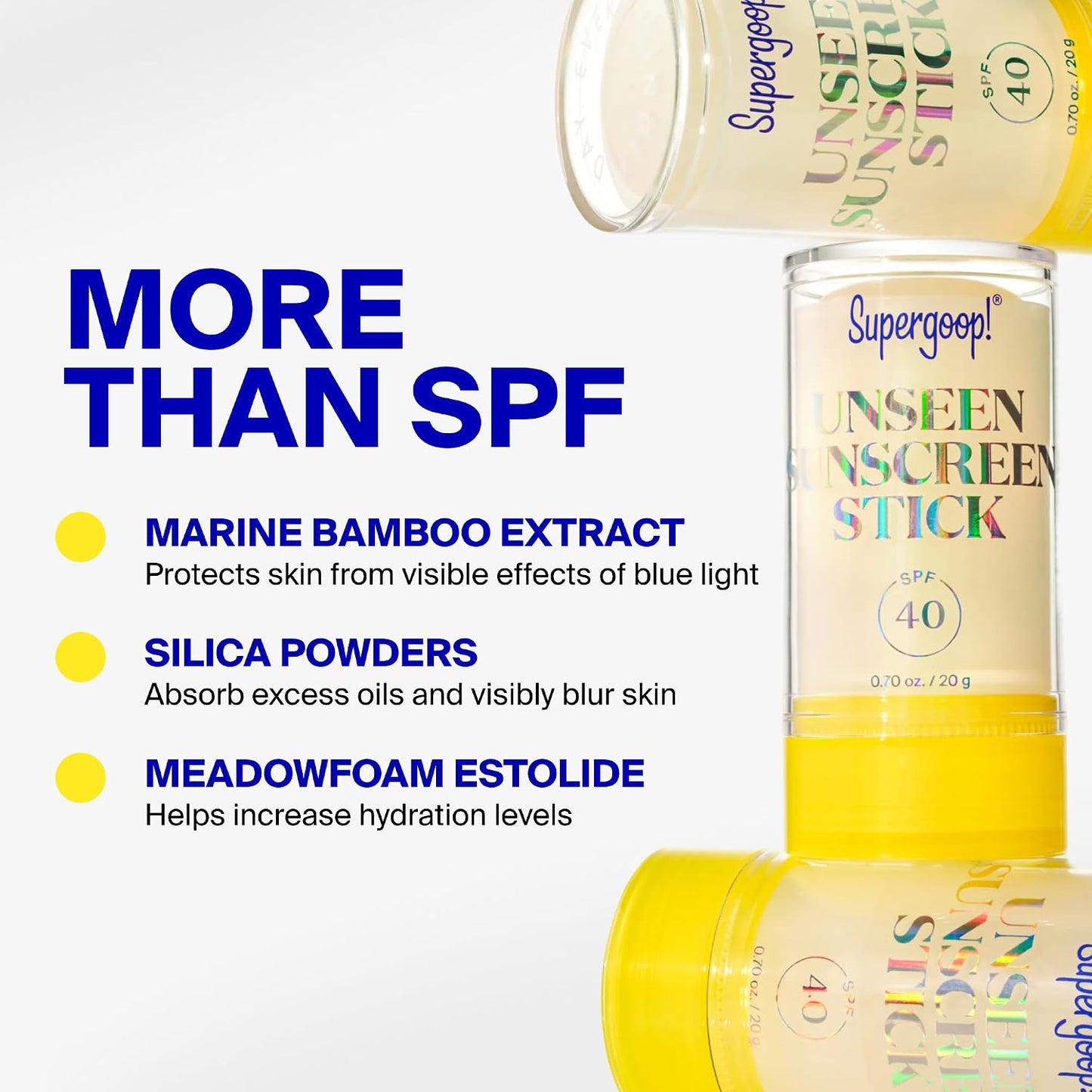 HotSupergoop! Unseen Sunscreen Stick - SPF 40 - Clear & Invisible Sun Protection - Broad Spectrum Face Sunscreen - Glides Over Makeup - Natural Finish - For All Skin Types - 0.7 fl oz