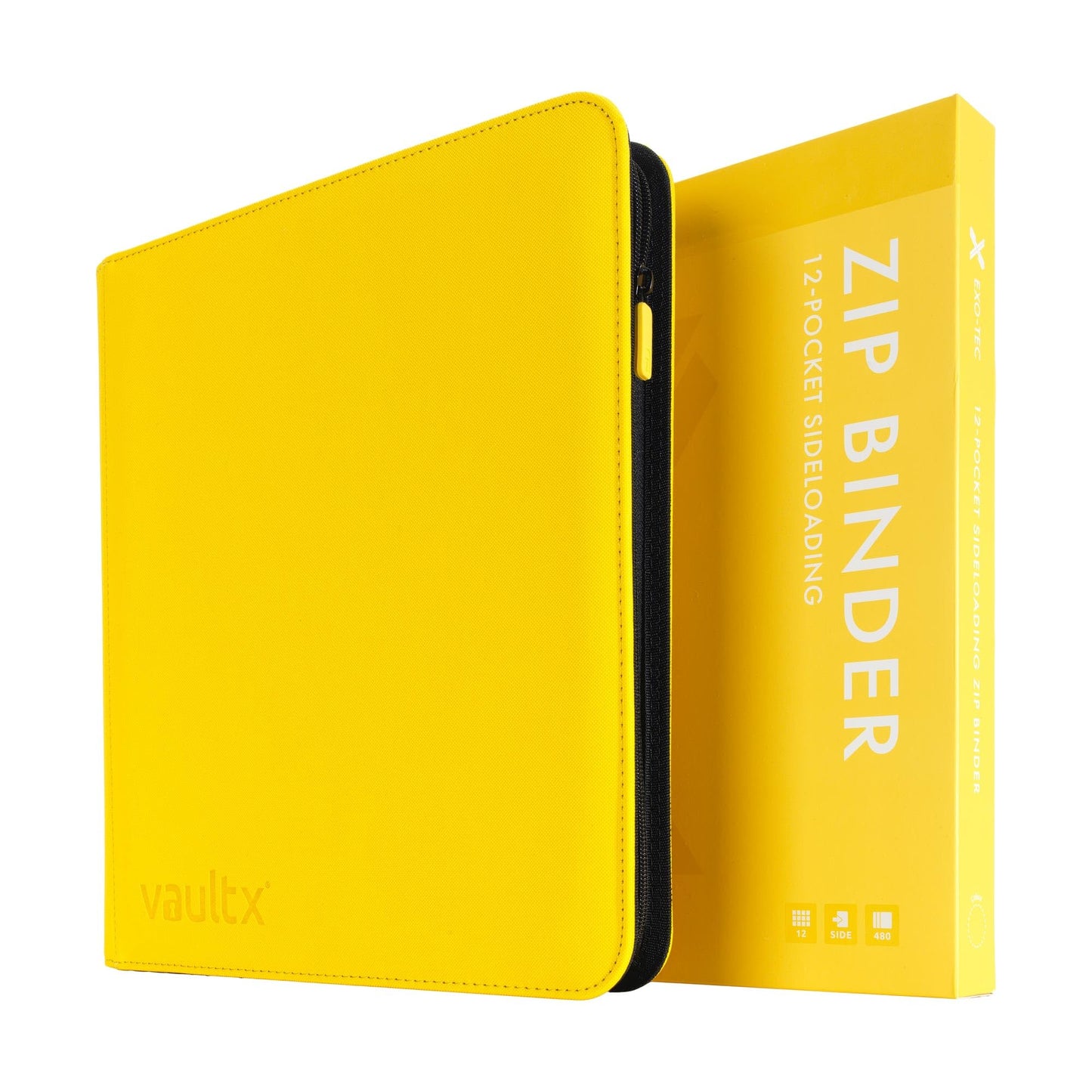 Hot Vault X 12 Pocket Zip Trading Card Binder 480 Cards Exo-Tec (Black) | Holds 480 standard-size TCG cards in 20 side-loading 12-pocket pages. Padded, water-resistant Exo-Tec cover.