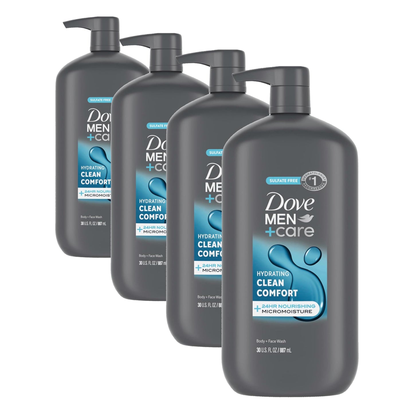 HotDOVE MEN + CARE Body and Face Wash Hydrating Clean Comfort Men's Body Wash with 24-Hour Nourishing Micromoisture Technology 30 oz