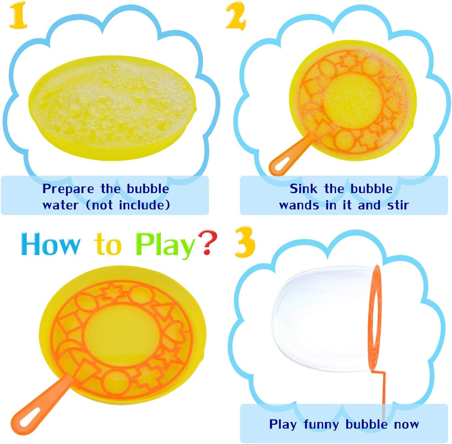 Hot B bangcool Bubble Wands Set - Big Bubbles Wand Funny Bubbles Maker with Tray, Nice for Outdoor Playtime & Birthday Party & Games, Suitable for All Age People