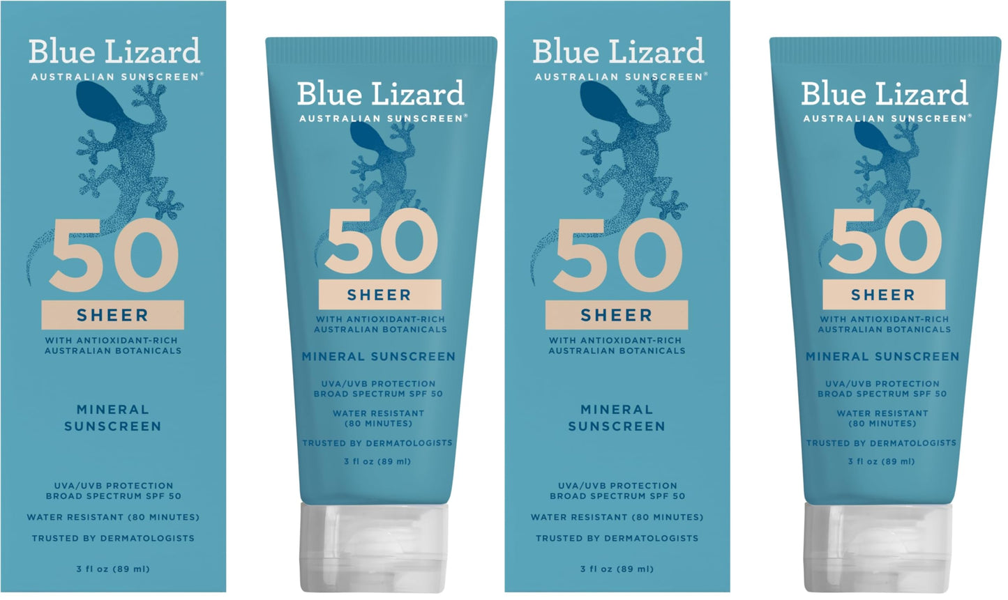 HotBlue Lizard Sheer Face Mineral SPF 50 Sunscreen Lotion, 100% Mineral Formula, Blue Light Protection, Lightweight, Rubs In Smooth, Nourishes and Hydrates, Paraben-Free, Fragrance-Free, 1.7 fl oz